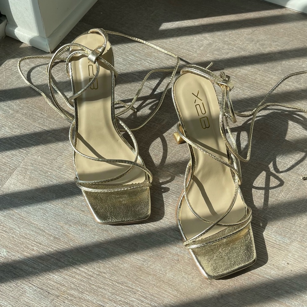 Metallic Gold Lace up Heels
